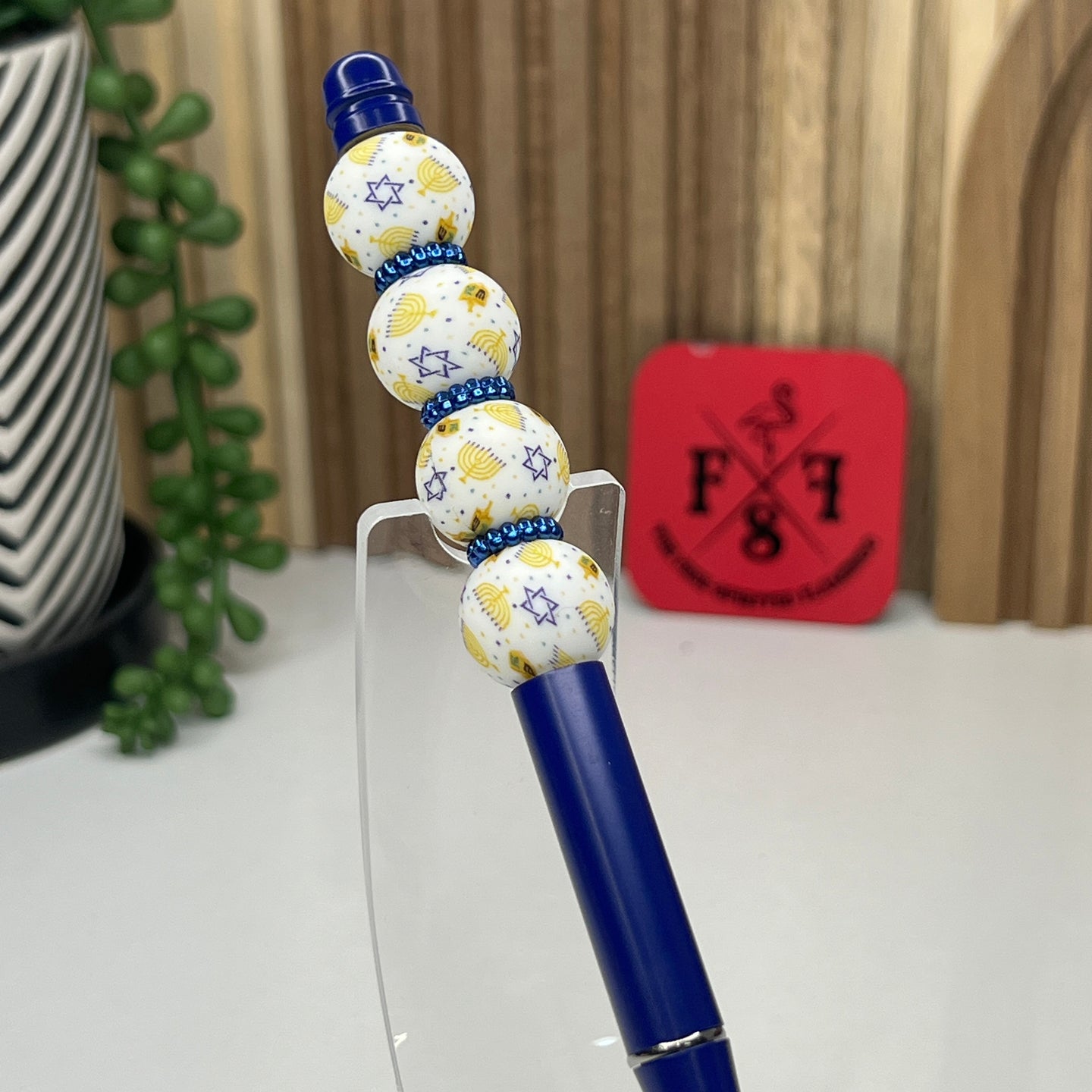 Blue Hanukkah Metal Pen